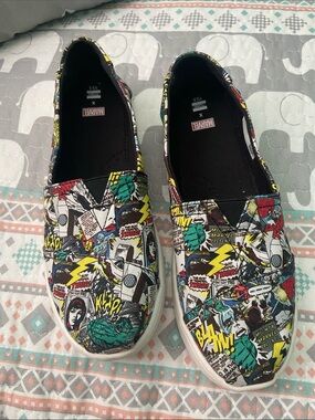 Marvel Comic Panel Slip-On Sneakers - Yellow, Green, Red, Blue, Black, White